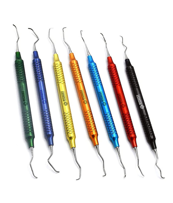 DDP Multi Colour Gracey Set of 7 Pcs 1/2 to 13/14 Ended Dental Instruments DN-2197 