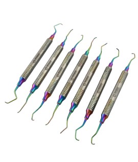 WDL Gracey Curettes Set (7 Pcs) in Stainless Steel Rainbow Plasma Coated DN-2276 